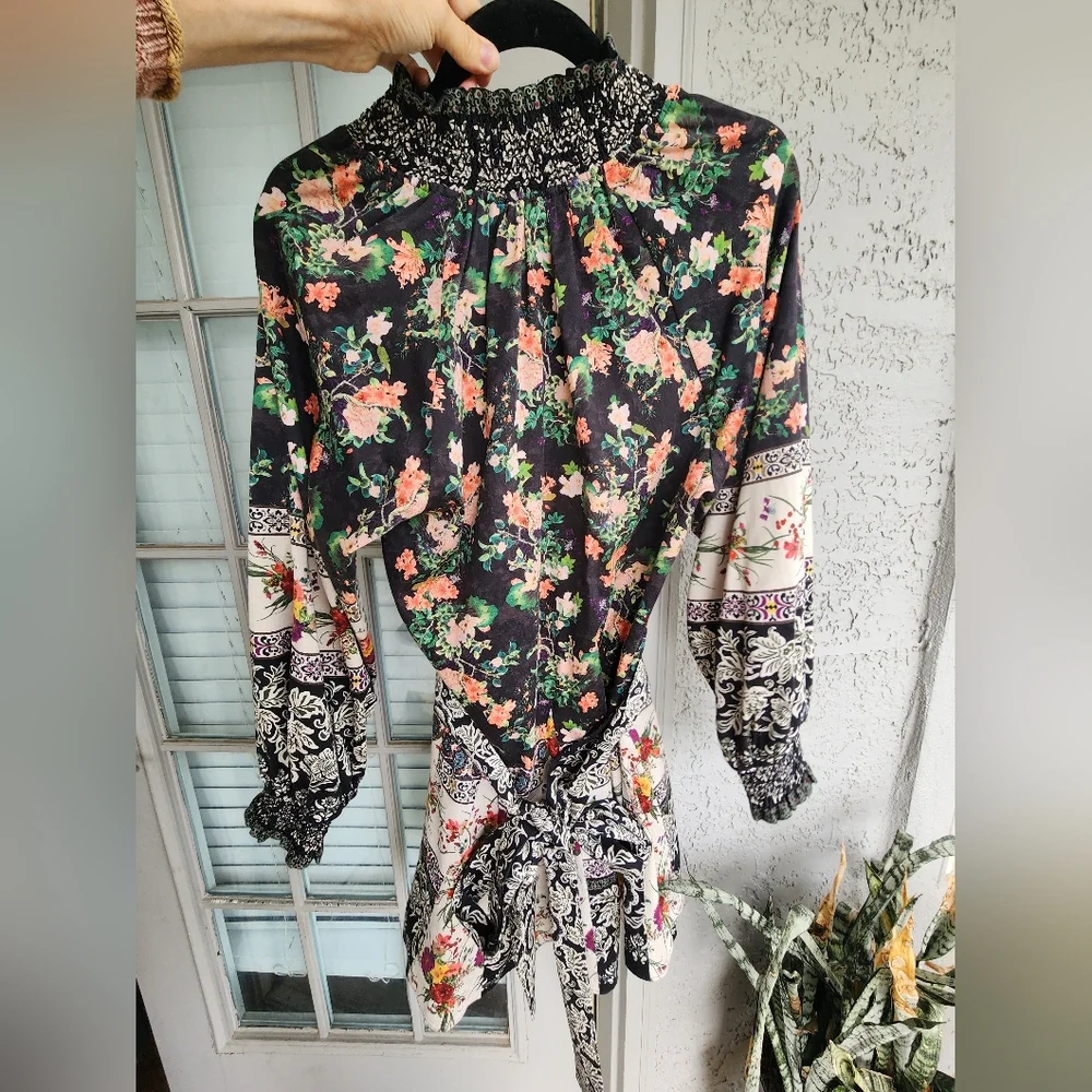 ALICE + OLIVIA ANIS FLORAL MOCK NECK MINI DRESS Sz 6 - Picture 11 of 12